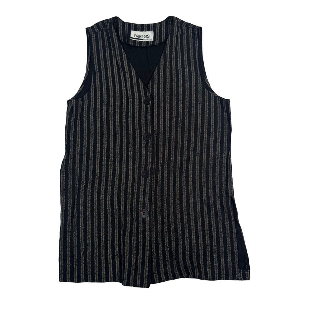 VTG Briggs Pinstripe Vest Women S Dark Academia Corp Goth Minimal Fall Office